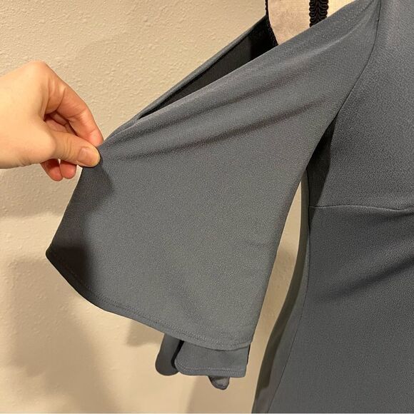 Davy grey cold Shoulder mid length sleeve midi dress - Picture 6 of 14